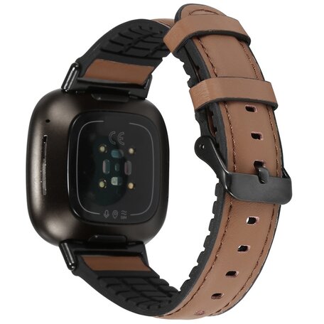 Fitbit Versa 3 & Sense 1 - Leder + Silikonband - Braun