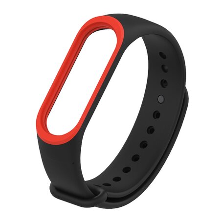 Xiaomi Mi band 3 / 4 / 5  / 6 / 7 band Duo Farbe - Schwarz mit Rot