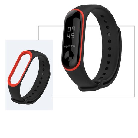 Xiaomi Mi band 3 / 4 / 5  / 6 / 7 band Duo Farbe - Schwarz mit Rot