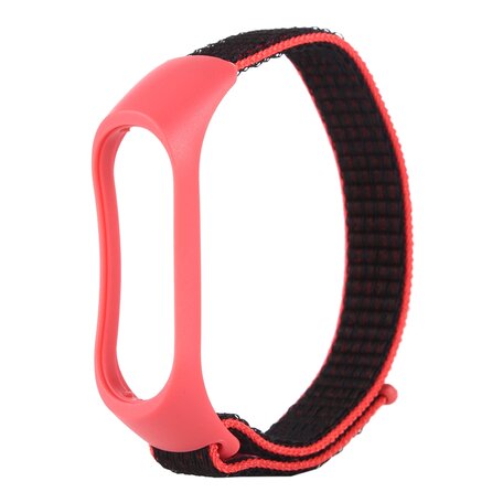 Nylon Woven Band Xiaomi Mi Band 3 / 4 / 5  / 6 / 7 - Rosa / Schwarz