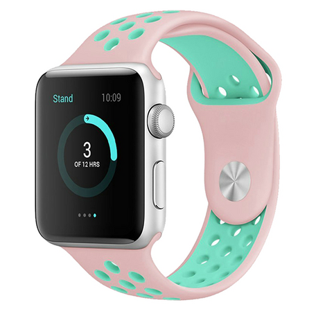 Sportarmband - Größe: M/L - Pink + Grün - Geeignet für Apple Watch 42mm / 44mm / 45mm / 49mm