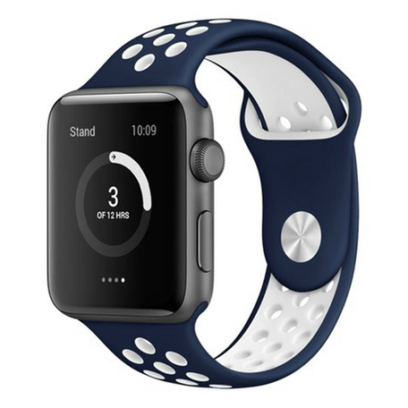 Sportarmband - Größe: M/L - Blau + Weiß - Geeignet für Apple Watch 42mm / 44mm / 45mm / 49mm