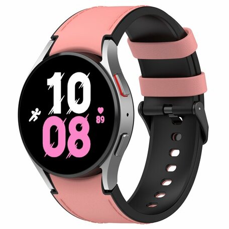 Leder- und Silikonarmband - Größe: groß - Pink - Samsung Galaxy Watch 4 - 40mm & 44mm