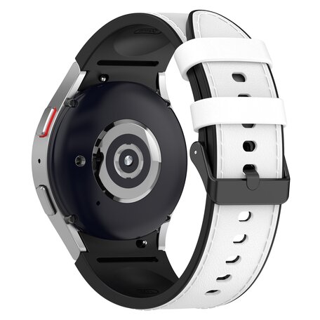 Leder + Silikonband - Größe: klein - Weiß - Samsung Galaxy Watch 4 - 40mm / 44mm