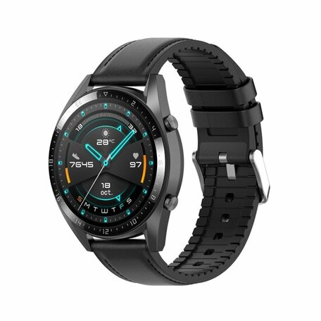 Leder- und Silikonarmband - Schwarz - Samsung Galaxy Watch 4 - 40mm & 44mm