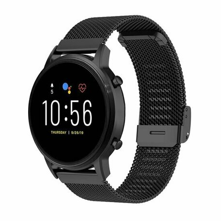 Garmin Vivoactive 4s / Venu 2s / Vivomove 3s / Forerunner 255s - Milanaiseband mit Clipverschluss - Schwarz