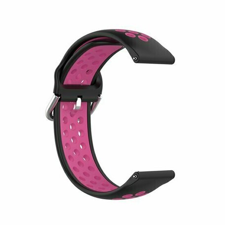 Garmin Forerunner 55 / 245 / 645 - Silikon-Sportarmband mit Schnalle - Schwarz + Rosa