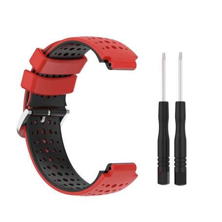 Silikon-Punktmuster-Armband - Rot + Schwarz - Garmin Forerunner 220 / 230 / 235 / 620 / 630 / 735 (XT)