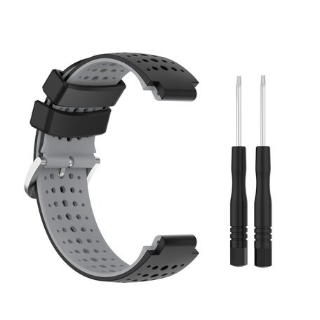 Silikon-Punktmuster-Armband - Schwarz + Grau - Garmin Forerunner 220 / 230 / 235 / 620 / 630 / 735 (XT)