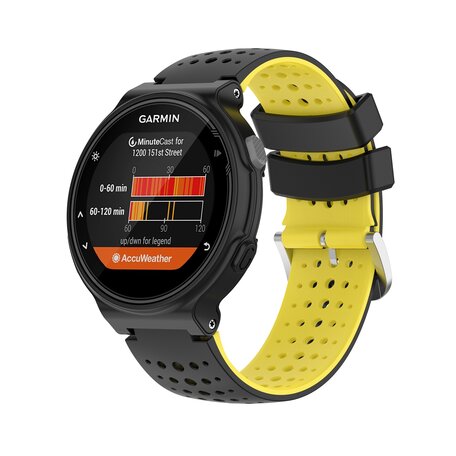 Silikon-Punktmuster-Armband - Schwarz + Gelb - Garmin Forerunner 220 / 230 / 235 / 620 / 630 / 735 (XT)