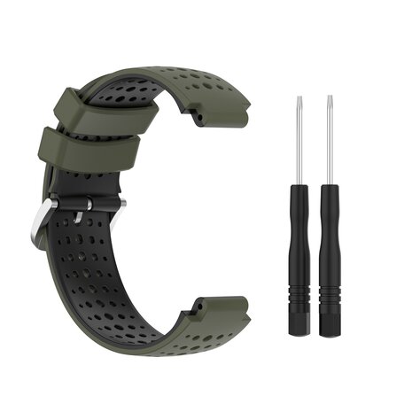 Silikon-Punktmuster-Armband - Dunkelgrün + Schwarz - Garmin Forerunner 220 / 230 / 235 / 620 / 630 / 735 (XT)