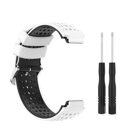 Silikon-Punkt-Muster-Armband - Weiß + Schwarz - Garmin Forerunner 220 / 230 / 235 / 620 / 630 / 735 (XT)