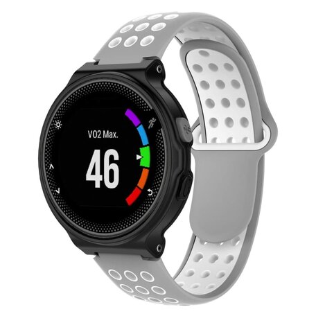 Silikon-Sportarmband - Grau + Weiß - Garmin Forerunner 220 / 230 / 235 / 620 / 630 / 735 (XT)