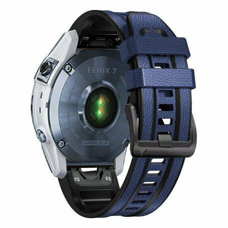 Leder + Silikonarmband - Blau - Garmin Forerunner 745 / 935 / 945 / 955 / 965