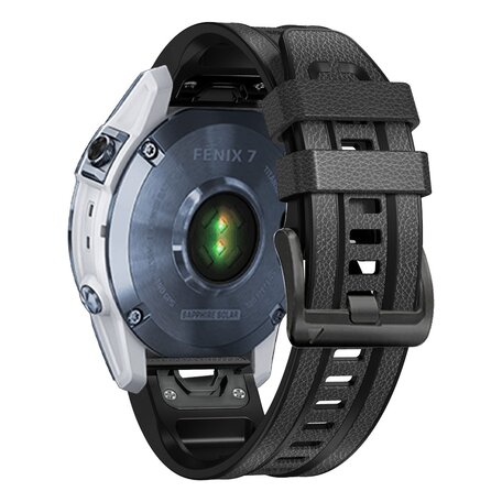 Leder + Silikonarmband - Dunkelgrau - Garmin Fenix 7X / 6X / 5X