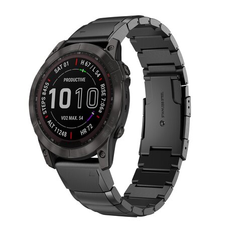 Edelstahl-Gliederarmband - Schwarz - Garmin Fenix 7X / 6X / 5X