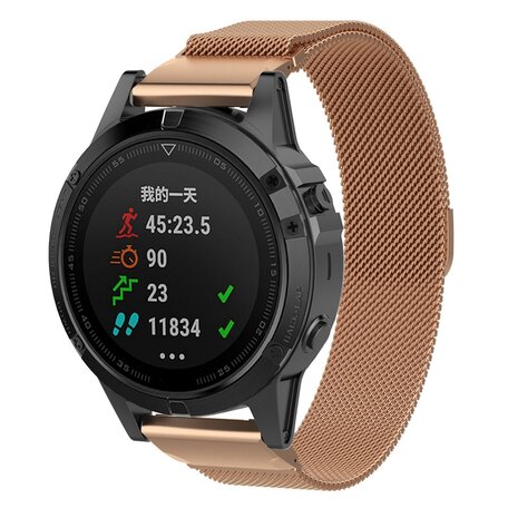 Milanaise Armband - Rose gold - Garmin Fenix 7X / 6X / 5X