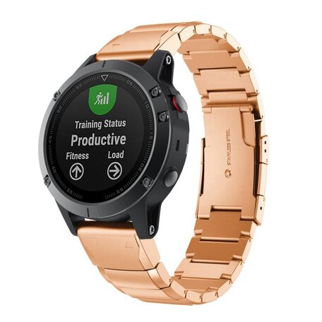 Edelstahl-Gliederarmband - Rose gold - Garmin Fenix 7S / 6S / 5S & Instinct 2s