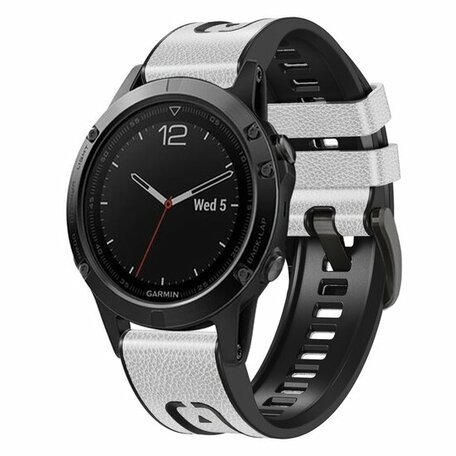 Leder + Silikonband - Weiß - Garmin Fenix 7 / 6 / 5