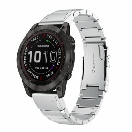 Edelstahl-Gliederarmband - Silber - Garmin Fenix 7 / 6 / 5