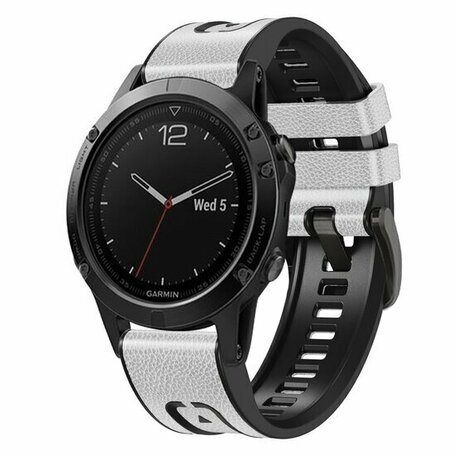 Leder + Silikonarmband - Weiß - Garmin Epix Gen 2 / MARQ / Quatix 7/6/5