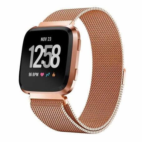 Fitbit Versa 1 / 2 & Lite milanaise Armband - Größe: Groß - Rosa Gold