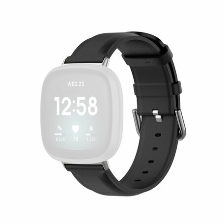 Fitbit Versa 3/4 & Sense 1/2 Lederband - Schwarz