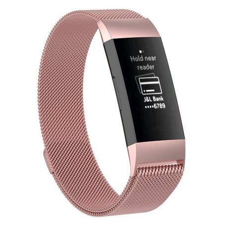 Fitbit Charge 3 & 4 milanaise Armband - Größe: Klein - Roségold