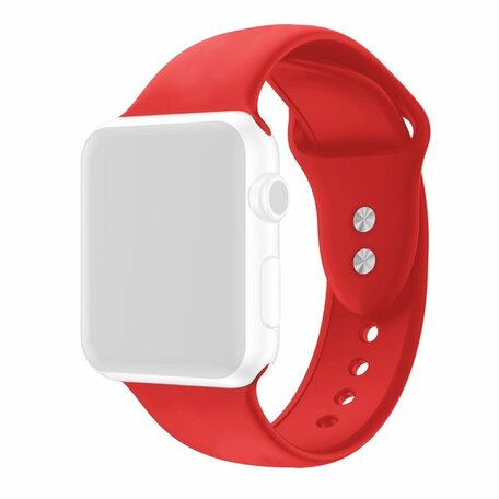 Silikon-Sportband - Rot - Doppeldruckknopf-Verschluss - Geeignet für Apple Watch 42mm / 44mm / 45mm / 49mm