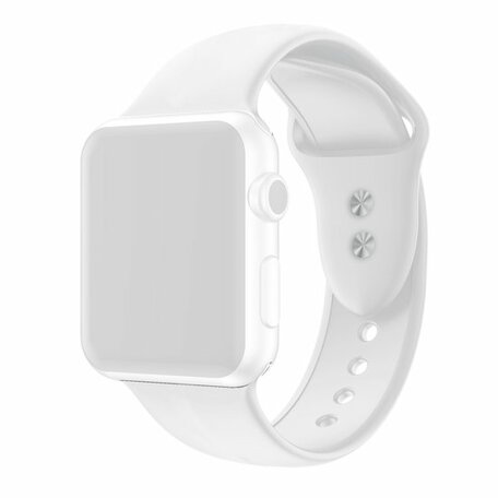 Silikon-Sportband - Weiß - Doppeldruckknopf-Verschluss - Geeignet für Apple Watch 42mm / 44mm / 45mm / 49mm