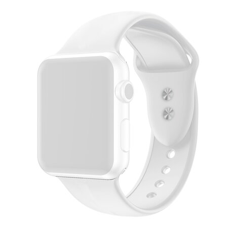 Silikon-Sportband - Weiß - Doppelter Druckknopfverschluss - Geeignet für Apple Watch 38mm / 40mm / 41mm