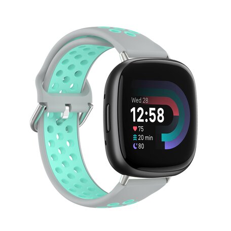 Fitbit Versa 3 & 4 / Sense 1 & 2 - Sport Edition - Groß - Grau + Türkis