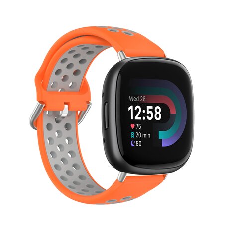 Fitbit Versa 3 & 4 / Sense 1 & 2 - Sport Edition - Groß - Orange + Grau