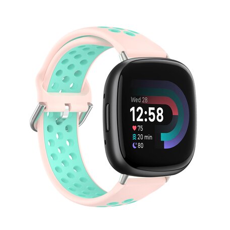 Fitbit Versa 3 & 4 / Sense 1 & 2 - Sport Edition - Groß - Rosa + Türkis