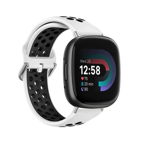 Fitbit Versa 3 & 4 / Sense 1 & 2 - Sport Edition - Groß - Weiß + Schwarz