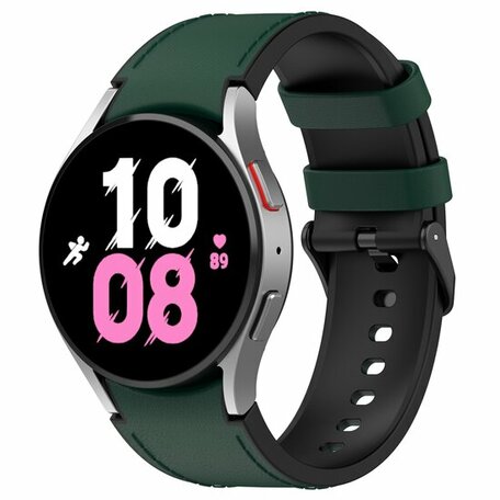 Leder + Silikonband - Größe: groß - Dunkelgrün - Samsung Galaxy Watch 5 (Pro) - 40mm / 44mm / 45mm