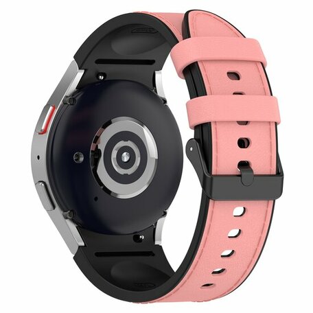 Leder + Silikonband - Größe: groß - Pink - Samsung Galaxy Watch 5 (Pro) - 40mm / 44mm / 45mm