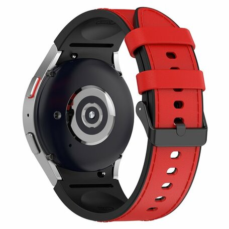 Leder + Silikonband - Größe: klein - Rot - Samsung Galaxy Watch 5 (Pro) - 40mm / 44mm / 45mm