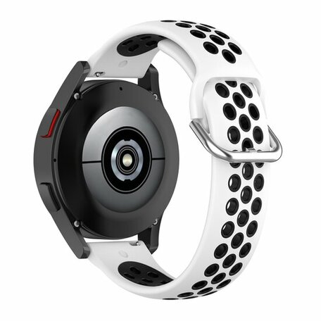 Silikon-Sportband mit Schnalle - Weiß + Schwarz - Samsung Galaxy Watch 5 (Pro) - 40mm / 44mm / 45mm