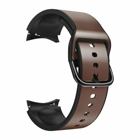 2 in 1 Silikon/Lederband - Dunkelbraun - Samsung Galaxy Watch 5 (Pro) - 40mm / 44mm / 45mm