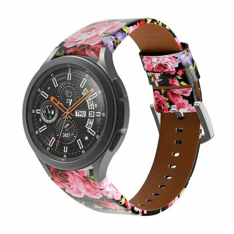 Lederarmband - Blumendruck - Samsung Galaxy Watch 5 (Pro) - 40mm / 44mm / 45mm