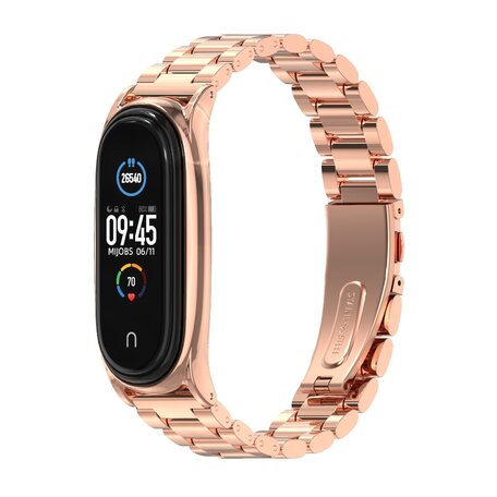 Metallgliederarmband für Xiaomi Mi Band 3/4/5/6/7 - Rose Gold