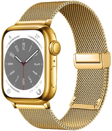 Milanaise-Armband mit faltbarem Magnetverschluss - Gold - Passend für Apple Watch 42mm / 44mm / 45mm / 49mm