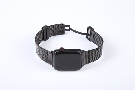 Milanaise-Armband mit faltbarem Magnetverschluss - Schwarz - Passend für Apple Watch 42mm / 44mm / 45mm / 49mm