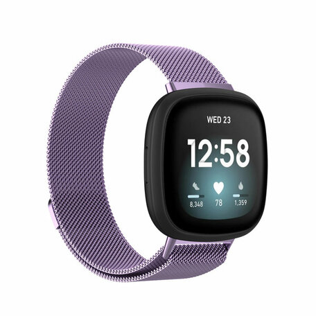 Fitbit Versa 3 & Sense 1 milanaise Armband - Large - Lila