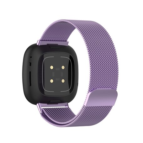 Fitbit Versa 3 & Sense 1 milanaise Armband - Large - Lila