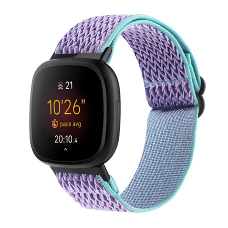 Fitbit Versa 3/4 & Sense 1/2 Nylon Laufband - Lila mit hellblau