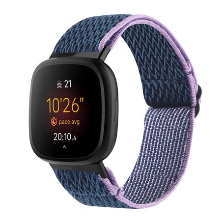 Fitbit Versa 3/4 & Sense 1/2 Nylon Laufband - Dunkelblau mit Lila