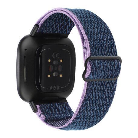 Fitbit Versa 3/4 & Sense 1/2 Nylon Laufband - Dunkelblau mit Lila