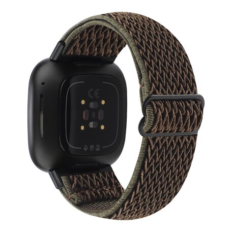 Fitbit Versa 3/4 & Sense 1/2 Nylon Laufband - Braun mit dunkelgrün